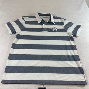 Mudo Collection Shirt Men’s XXL Striped Polo Shirt Short sleeve Gray White shirt